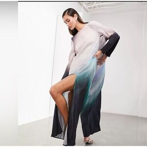 ASOS EDITION LS Bias Cut Placement Ombre Print Maxi Dress‎ Size 4 NWT